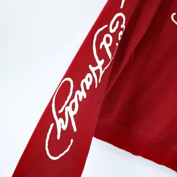 Ed Hardy Sweatshirt Womens L Cropped Koi FIsh Print Hoodie Red Long Sleeve Fit - Picture 4 of 10